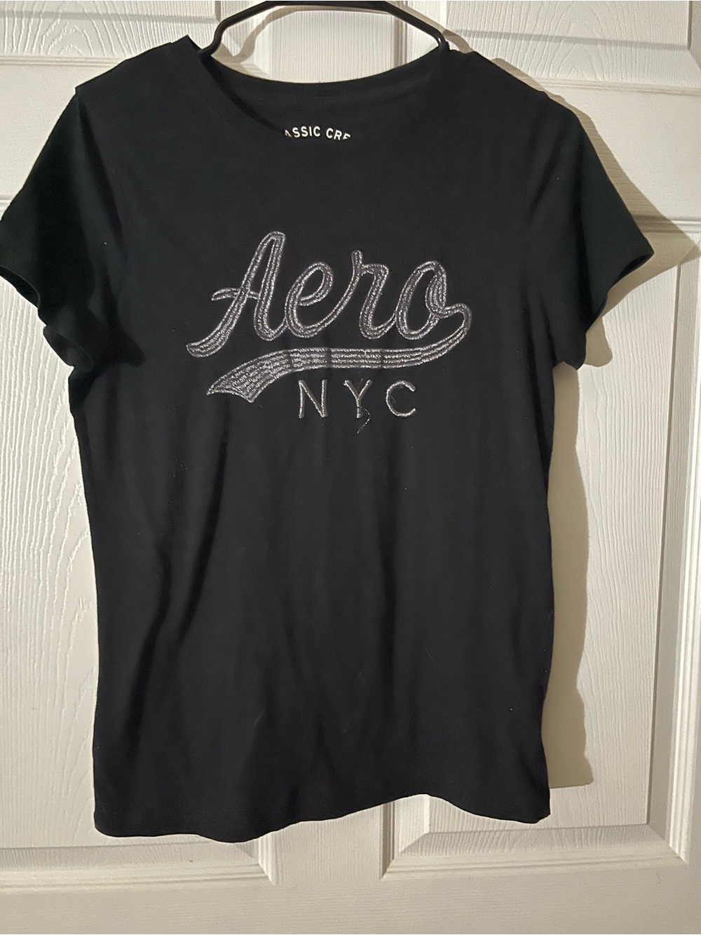 Aeropostale Black Tee with Silver Aero NYC Script